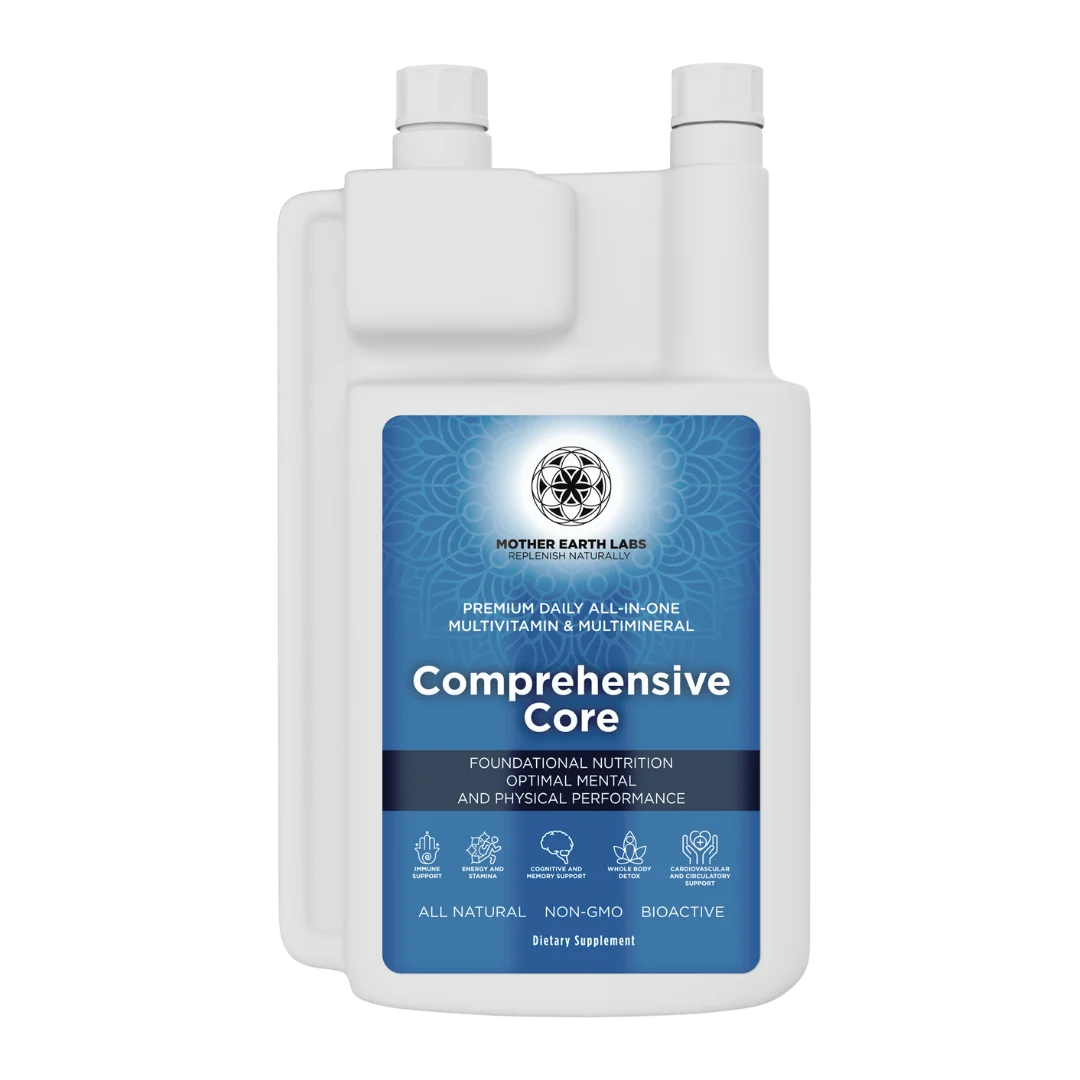 Genuine Mother Earth Labs Comprehensive Core quart bottle, blue label