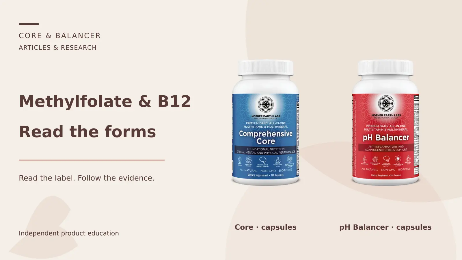 Core capsules and pH Balancer capsules — Methylfolate & B12: Read the forms