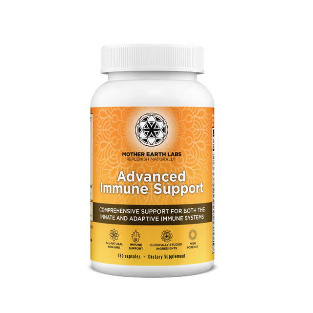 Advanced Immune Support Capsules – Elderberry, Vitamin C & Zinc — official Mother Earth Labs product photograph