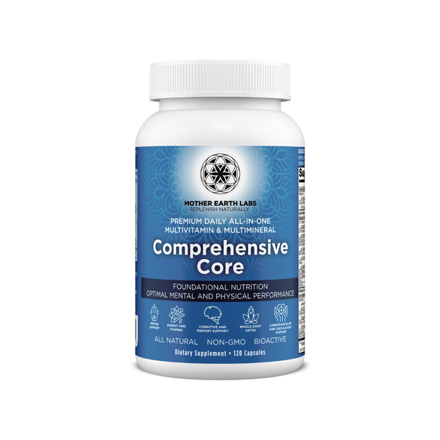 Comprehensive Core Multivitamin Capsules – Vitamins, Minerals & Organic Greens — official Mother Earth Labs product photograph