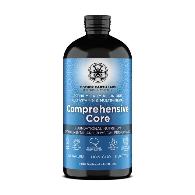 Comprehensive Core Liquid Multivitamin – 32 oz Glass Quart — official Mother Earth Labs product photograph