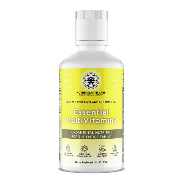 Essential MultiVitamins Liquid Multivitamin – 32 oz Round Quart — official Mother Earth Labs product photograph