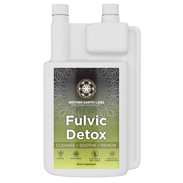 Fulvic Detox Liquid – Demineralized Fulvic Acid, 32 oz Dispensing Quart — official Mother Earth Labs product photograph