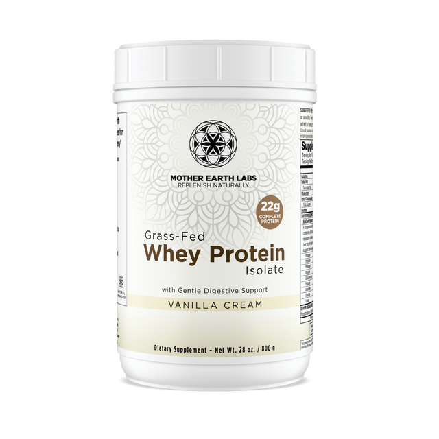 Grass-Fed Whey Protein Isolate Powder – Vanilla Cream — official Mother Earth Labs product photograph
