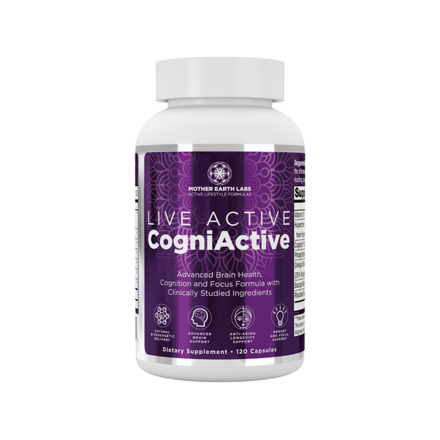 Live Active CogniActive Brain Supplement Capsules – Focus & Memory Support — official Mother Earth Labs product photograph