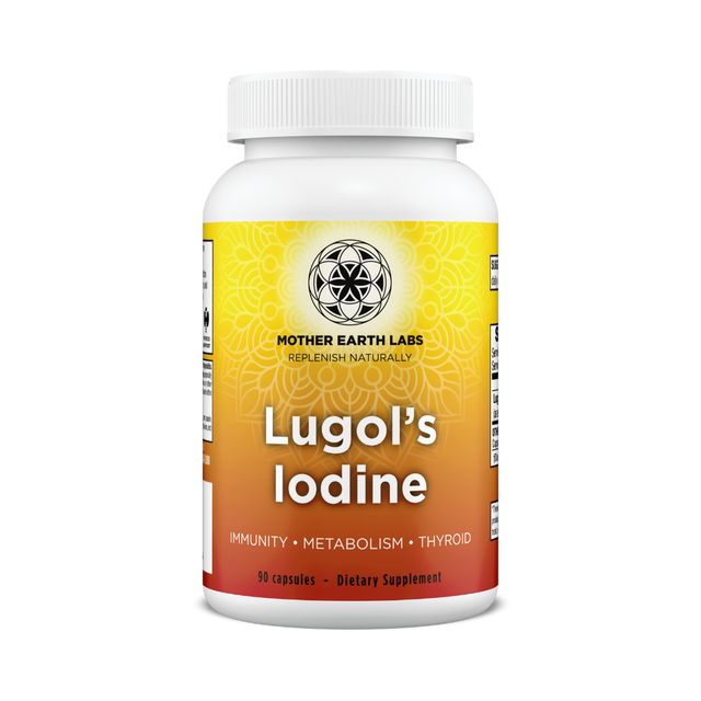 Lugol's Iodine Capsules – Iodine & Potassium Iodide Thyroid Support — official Mother Earth Labs product photograph