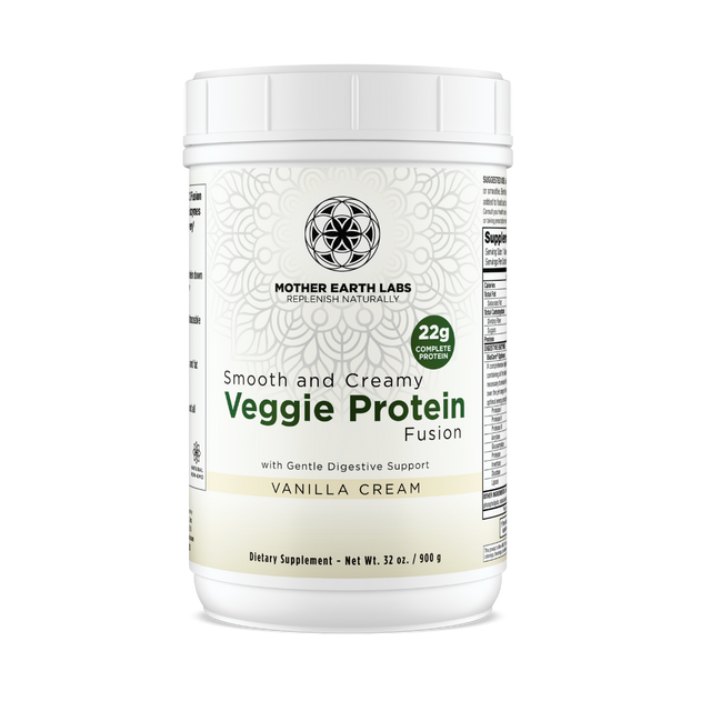Organic Plant-Based Veggie Protein Powder – Vanilla Cream — official Mother Earth Labs product photograph