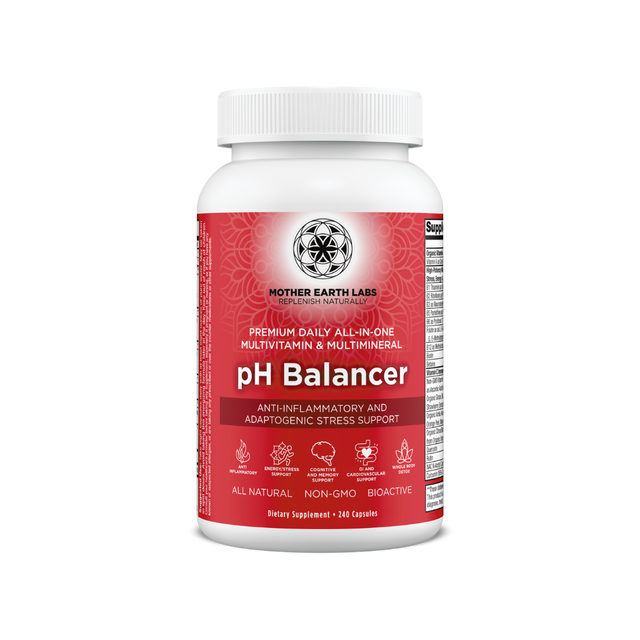 pH Balancer Capsules – Multivitamin with Adaptogens & Alkalizing Greens — official Mother Earth Labs product photograph