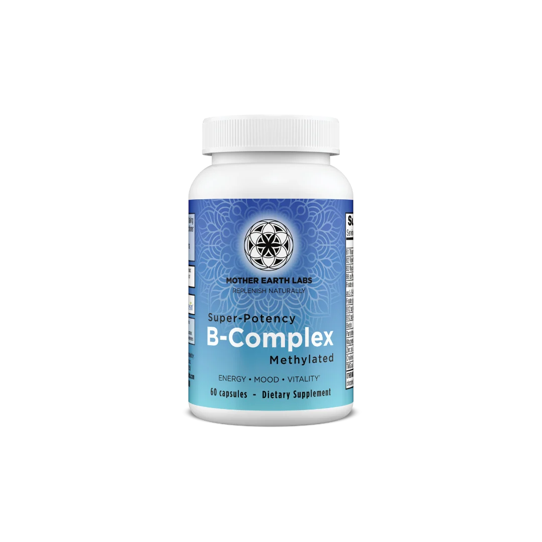 Original Mother Earth Labs Super-Potency B-Complex Methylated bottle, 60 capsules