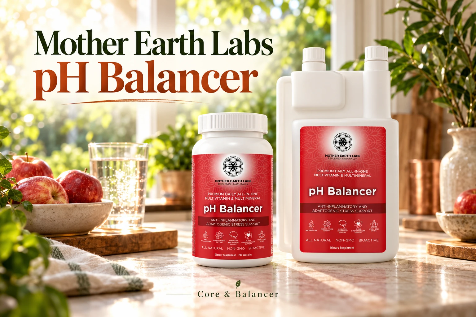 Mother Earth Labs pH Balancer — capsule and liquid choices